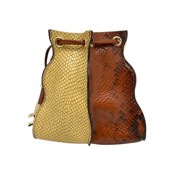 NWT Ulla Johnson Adria Pleated Wave Snake-Embossed Leather Pochette Handbag - Picture 6 of 11